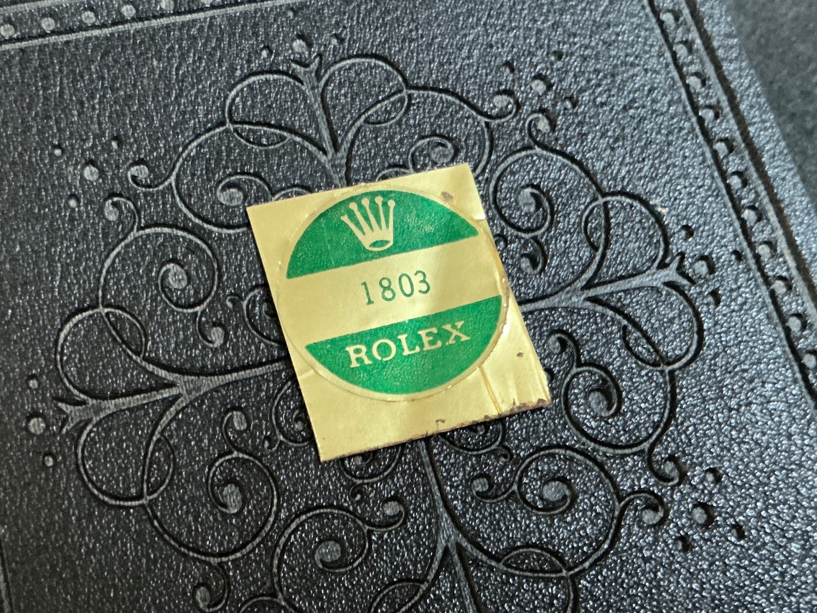 Authentic Vintage Rolex 1803 Day Date Green Case Back Sticker Rare Find