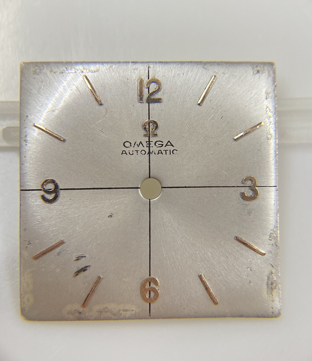 Original Vintage Omega Cal. 470 Silver/Gold Stick 25mm Square Watch Dial