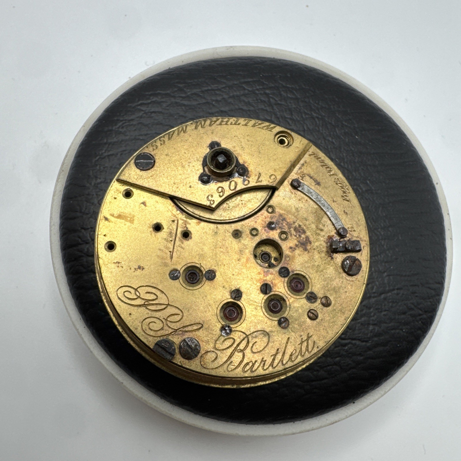 Antique c1873 Waltham PS Bartlett 1857 Pocket Watch Movement 18s 11j Dial AS IS