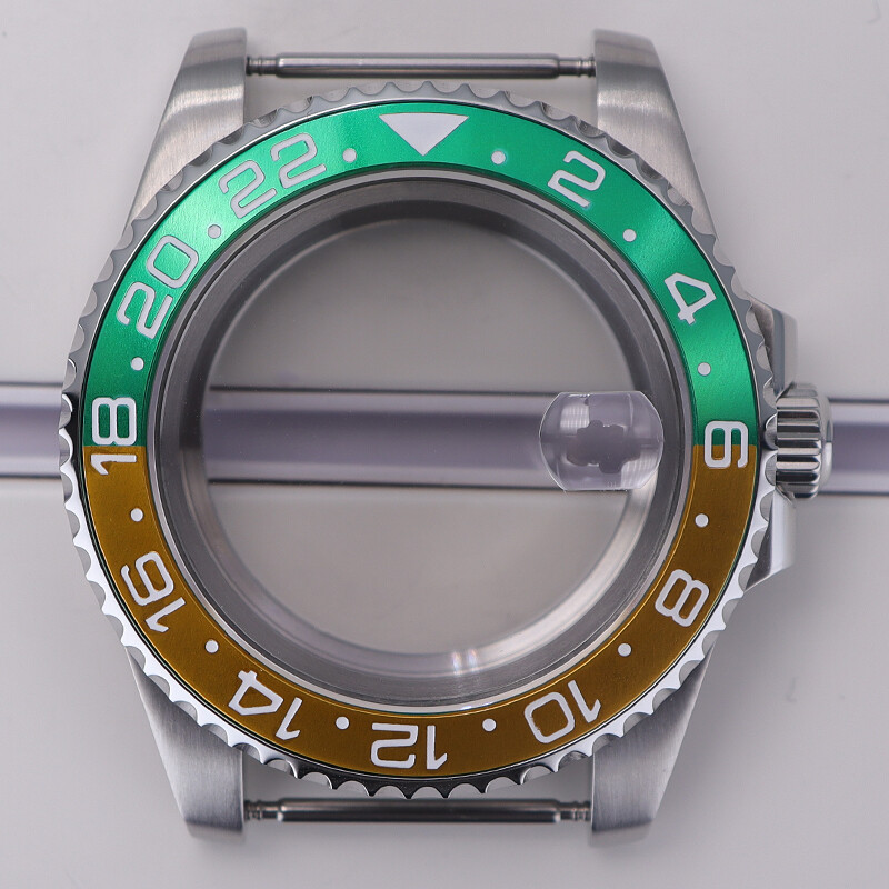 Luxury men 40mm GMT nh35 watch cases 2824 Cyclops Sapphire Glass Ceramic Bezel