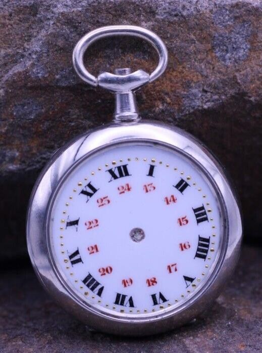 ARGENTAN LADIES SWISS POCKET WATCH CASE & DIAL 30mm DIAMETER NOS (EQ)