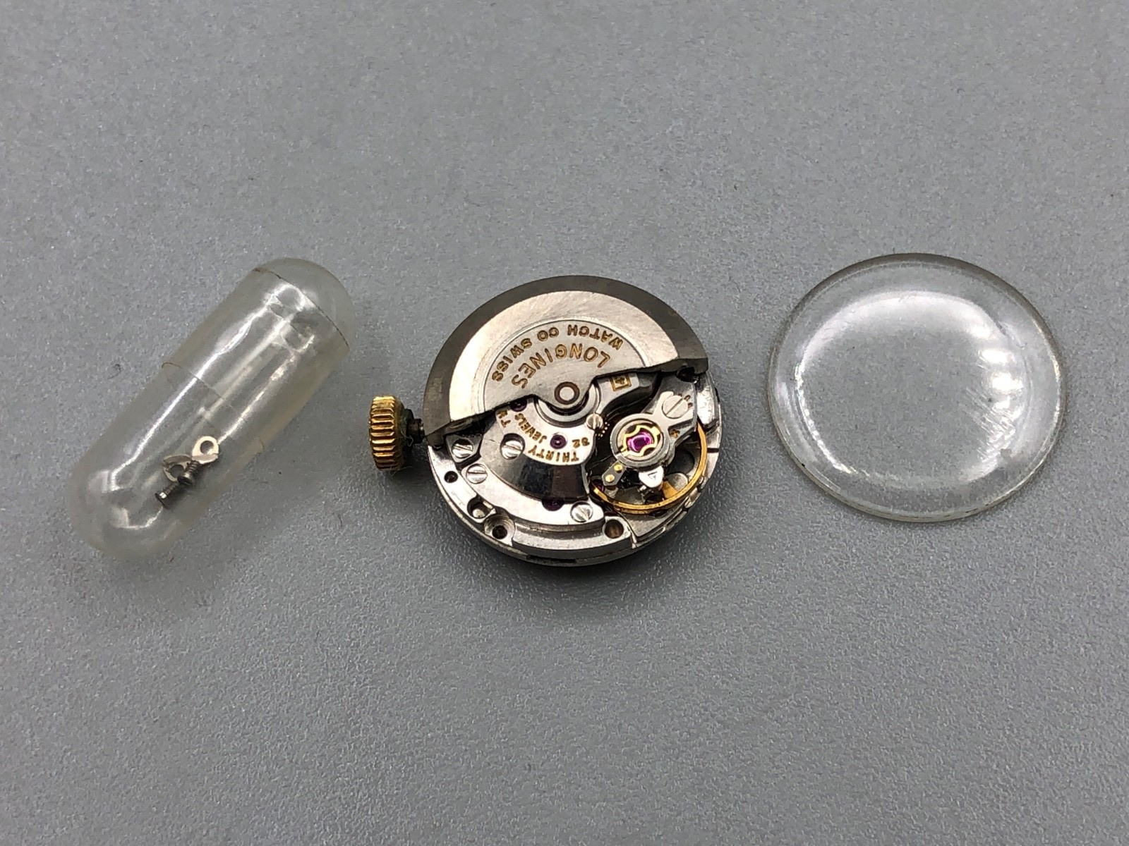 VINTAGE LONGINES 470 AUTOMATIC WORKING WATCH MOVEMENT W/CROWN CRYSTAL DIAL HANDS