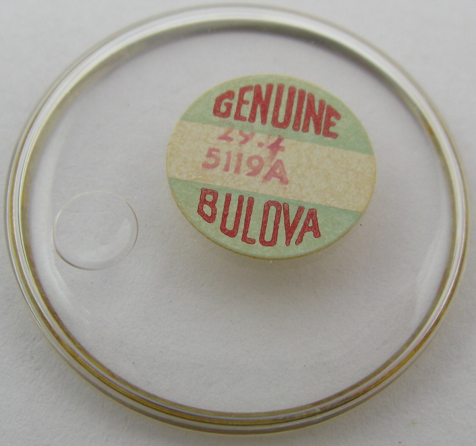 Bulova crystal armored yellow reflector 29.2 mm 5119A with calendar loupe
