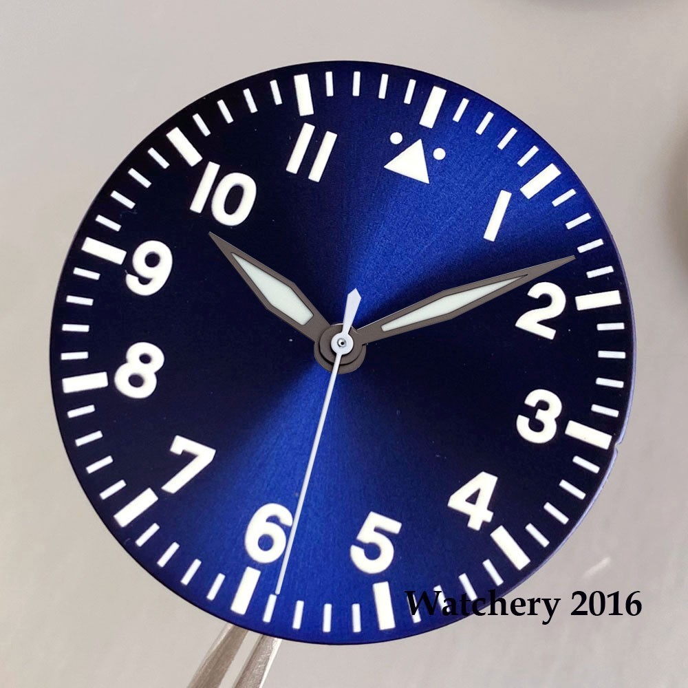 Lume 33.5mm Watch Dial With Titanium Hands Fit NH35/ETA 2824 PT5000/Miyota 8215
