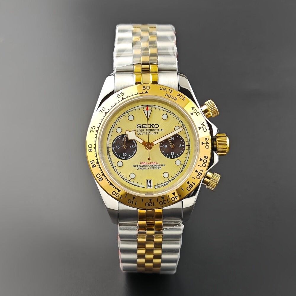 39mm Stainless steel Watch Case Set Sapphire Glass For VK64 Movement 29.5mm Dial