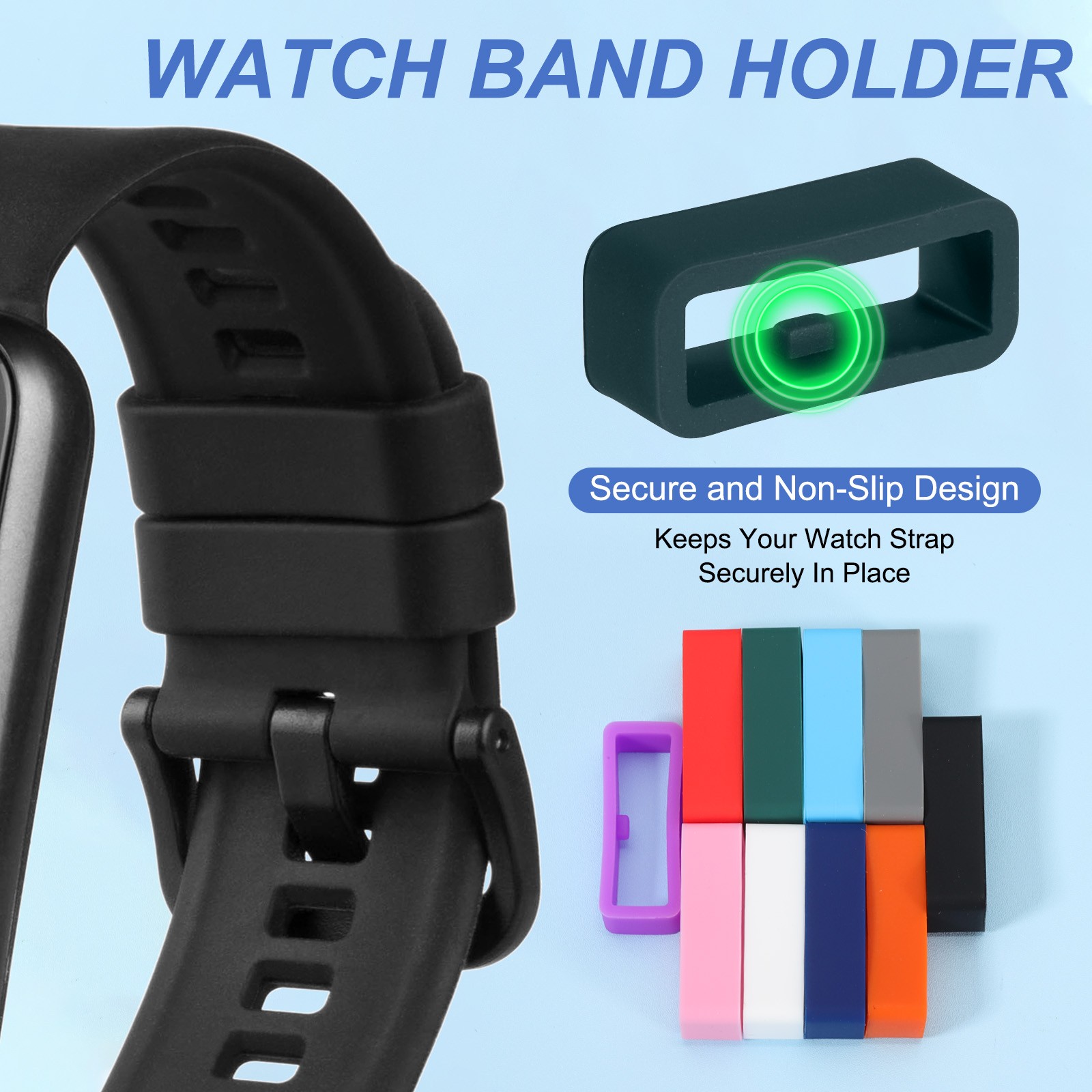 8 Pcs Watch Band Holder Loop, 16mm Universal Watch Replacement Band, Dark Green