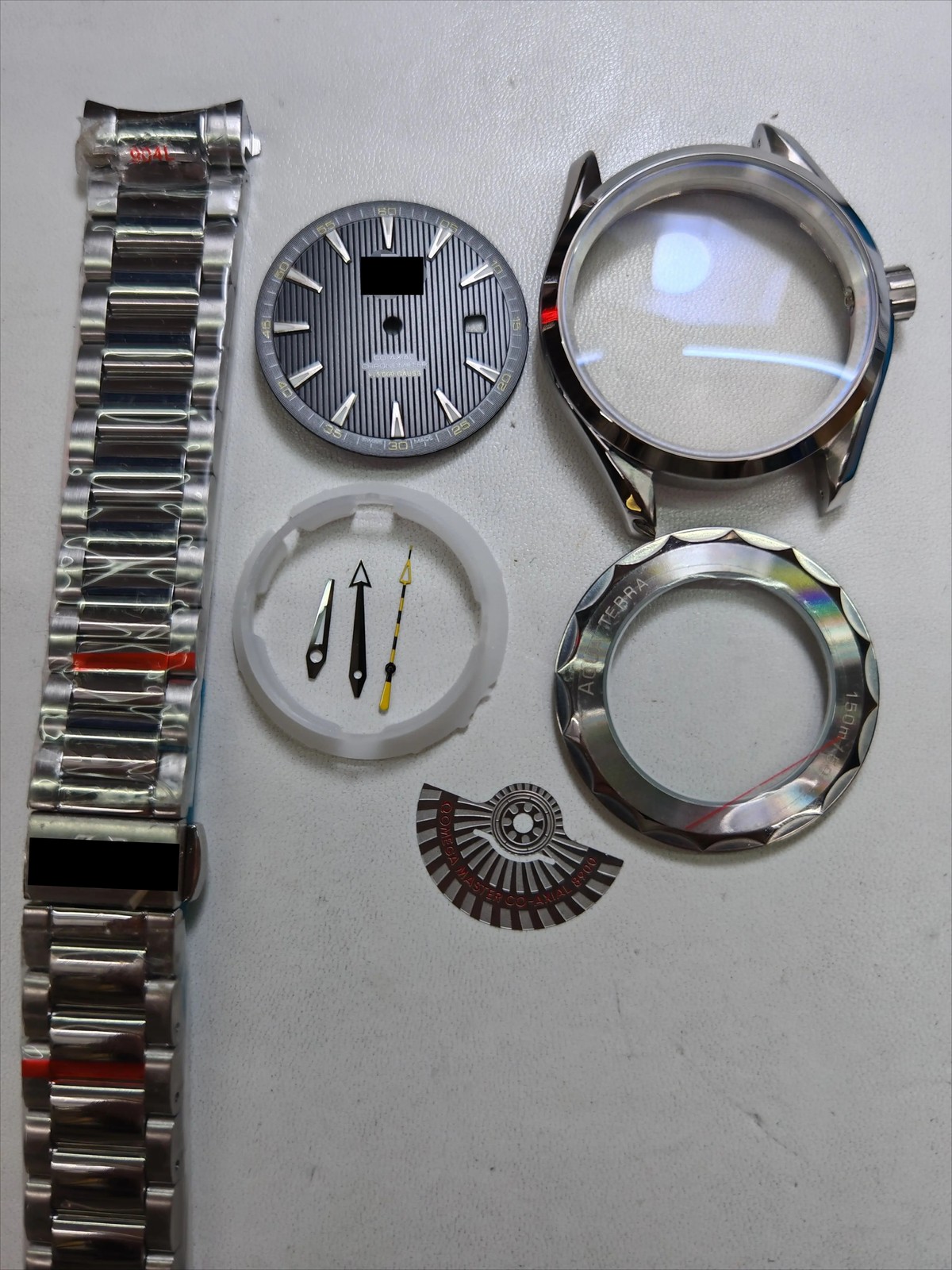 Watch Part Kit for Seamaster 8200 8215 2813 41mm Watch Case+Dial+Hands+Strap