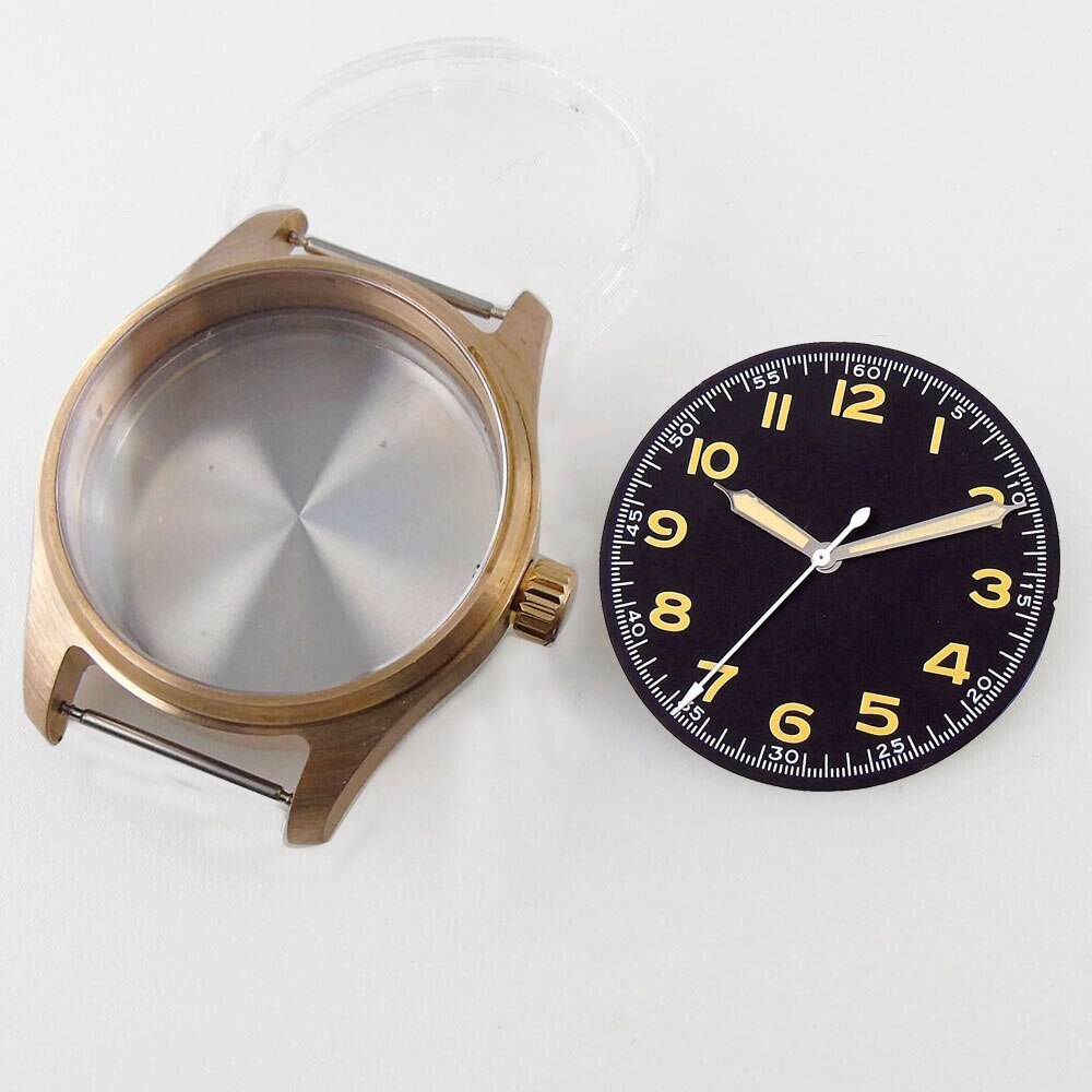 39mm Diver Watch Case CUSN8 Bronze Sapphire Crystal Fit NH35 NH36 ETA2824 PT5000