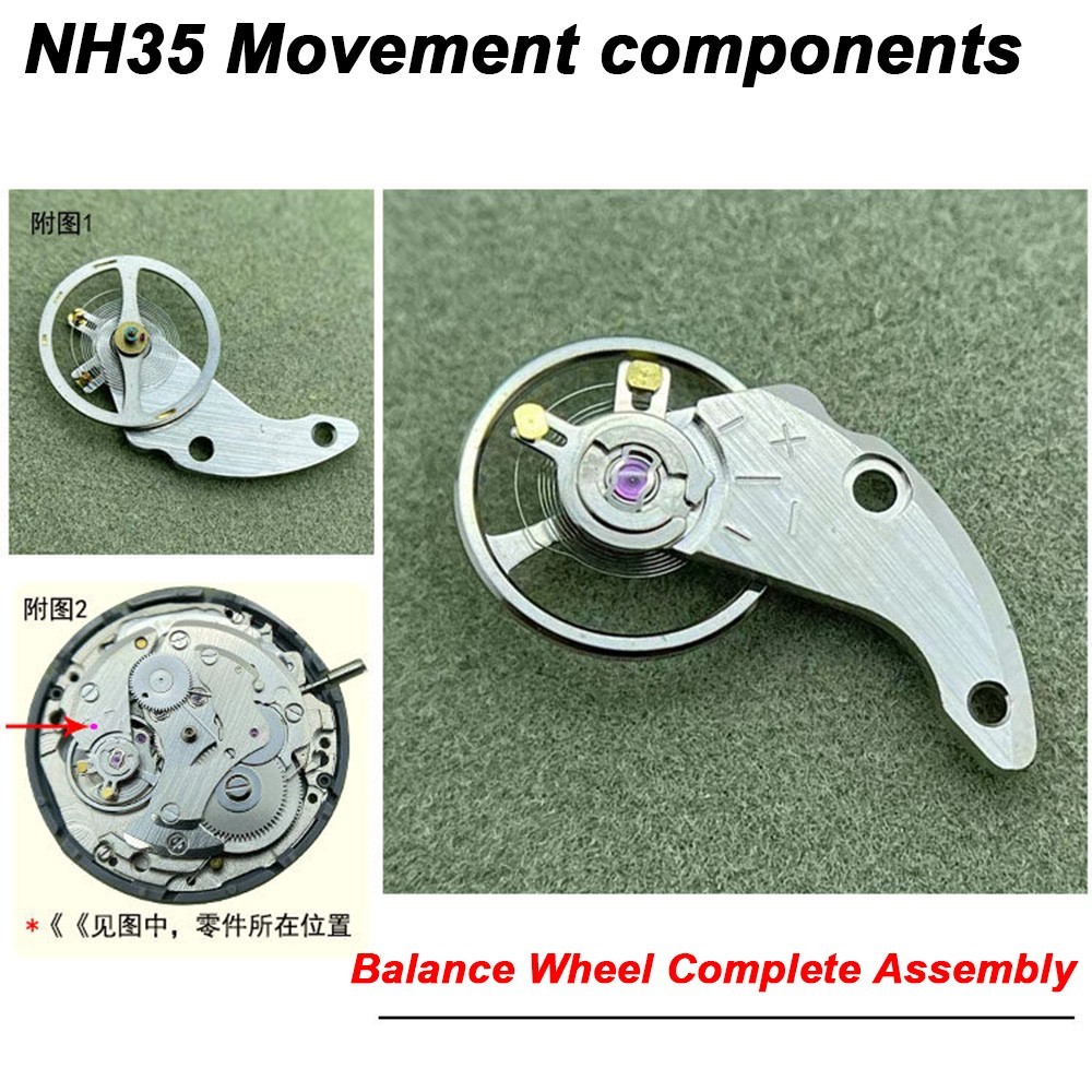 NH35/36 movement parts-Balance Cock-Center Wheel -Balance Wheel-Mainspring
