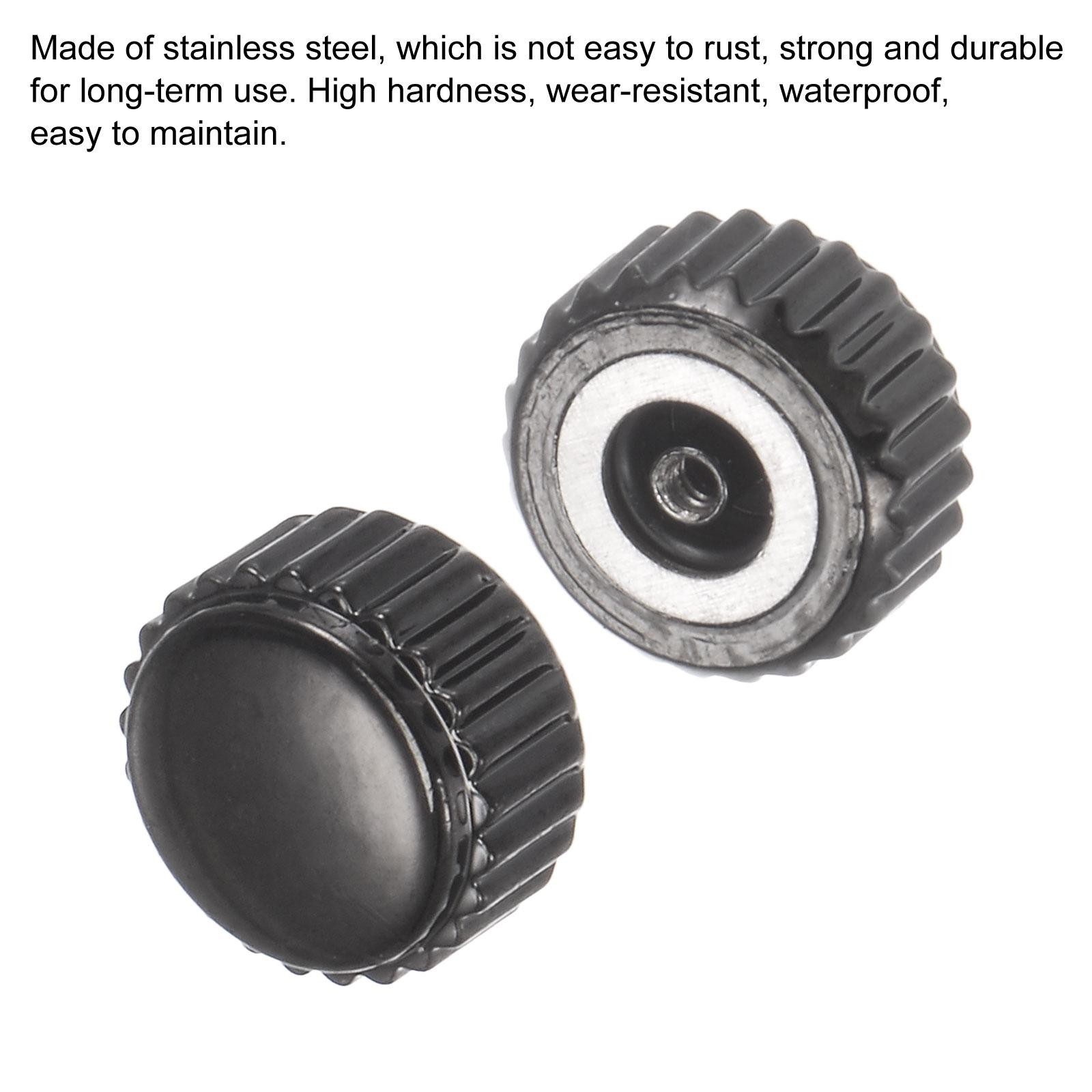 2Pcs 3.5×6.5mm Watch Crown SUS304 Flat Head Short Stem Watch 2.5mm ID Black
