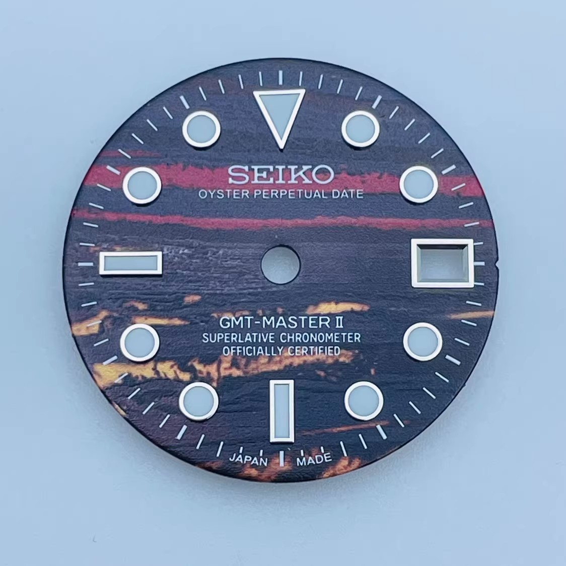 28.5mm Watch Dial Luminous For Seiko NH34 GMT Movement Bark Dattern Dial Parts