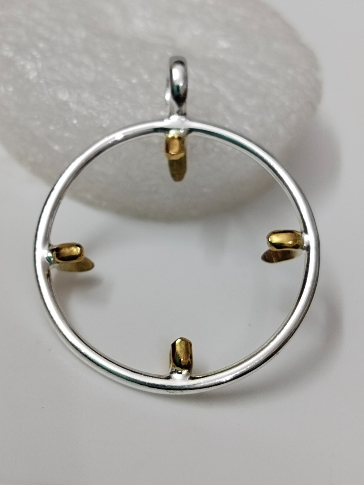 925 Sterling Silver Round Pendant setting prong Blank Bezel Holder Coin
