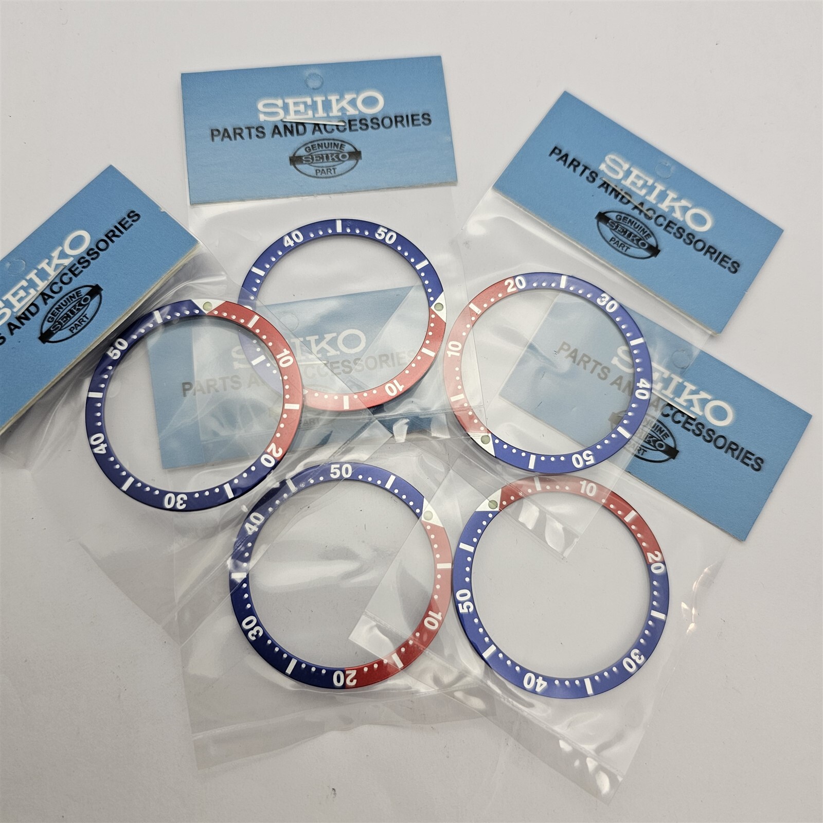 LOT OF 5 SEIKO PEPSI INSERT “10” FONT 6105 6309 6306 7002 7S26 7548 WATCH RESELL