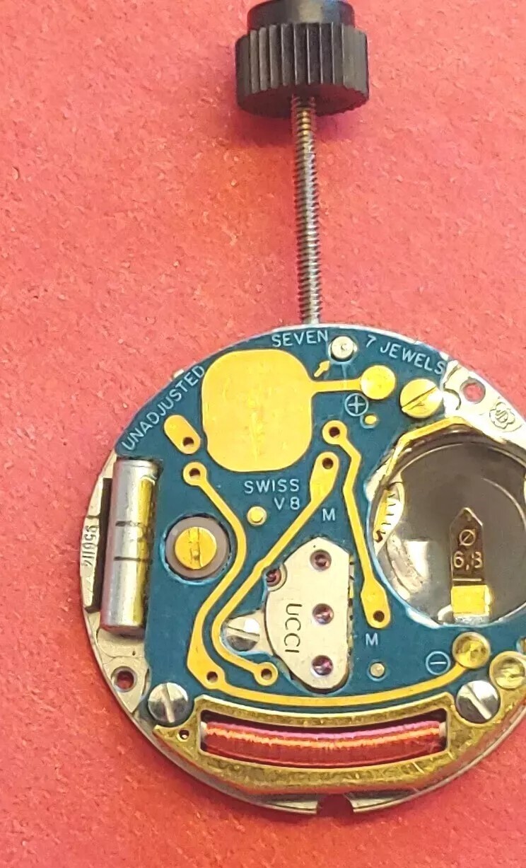 ETA 956.114 Date @6 Gucci NOS 7.75″‘ Movement. Sets, Runs, Keeping Time 24 Hours