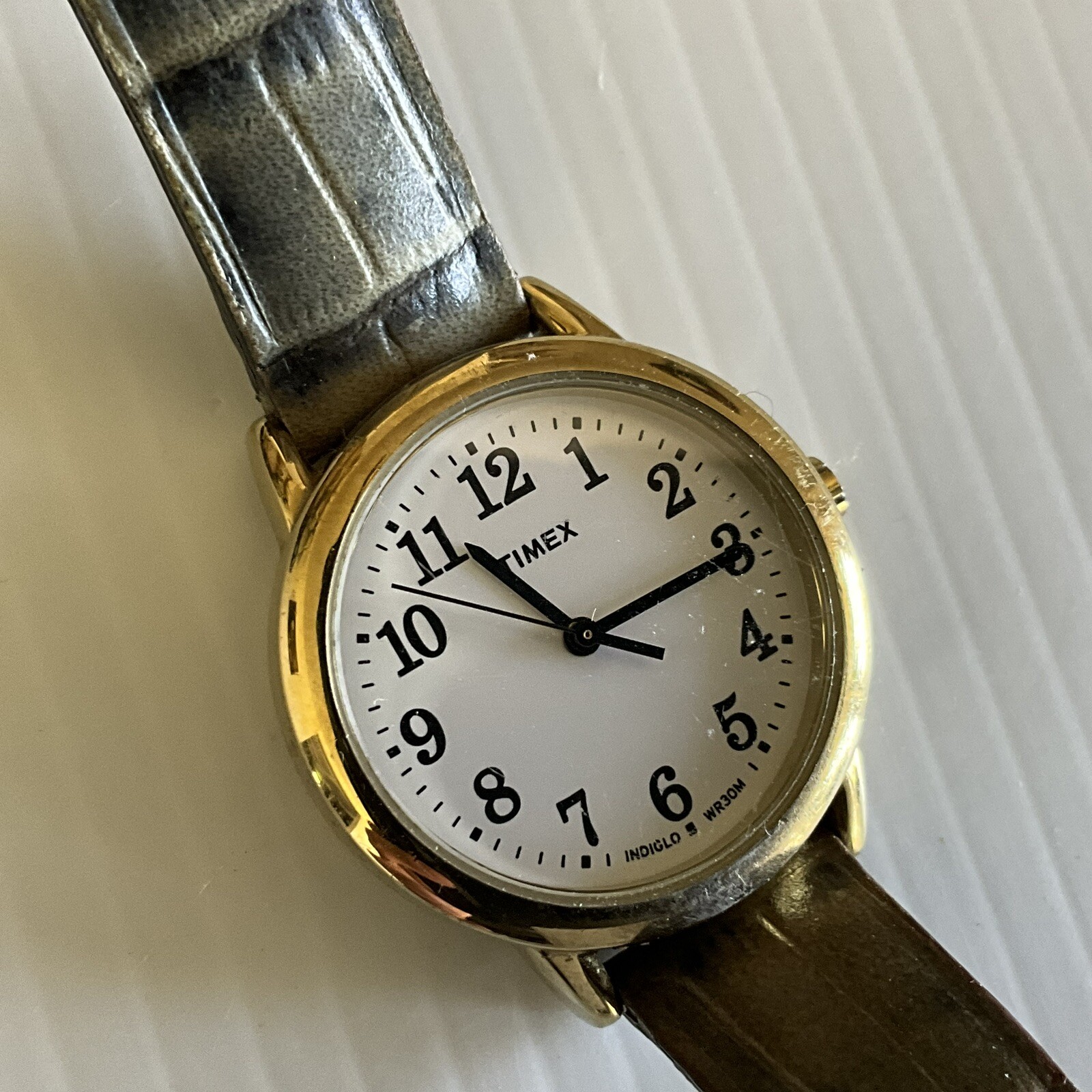 Timex CR 1216 Cell WR 30 M Black Genuine Leather Vintage Watch Parts or Repair