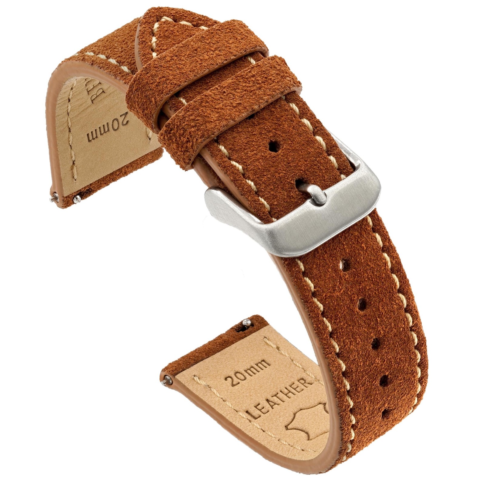 Benchmark Suede Watch Strap – Rustic Suede Leather Watch Band with Quick Rele…