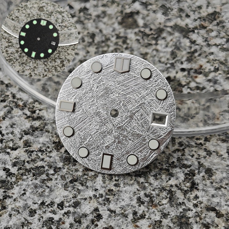 NH35 face 28.5mm meteorite pattern strong green lume dial for NH35/NH36 movement