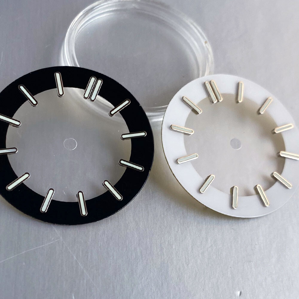 Black White 29mm Watch Dial for NH70 NH72 NH35 Movement Skeleton Hollow Dial