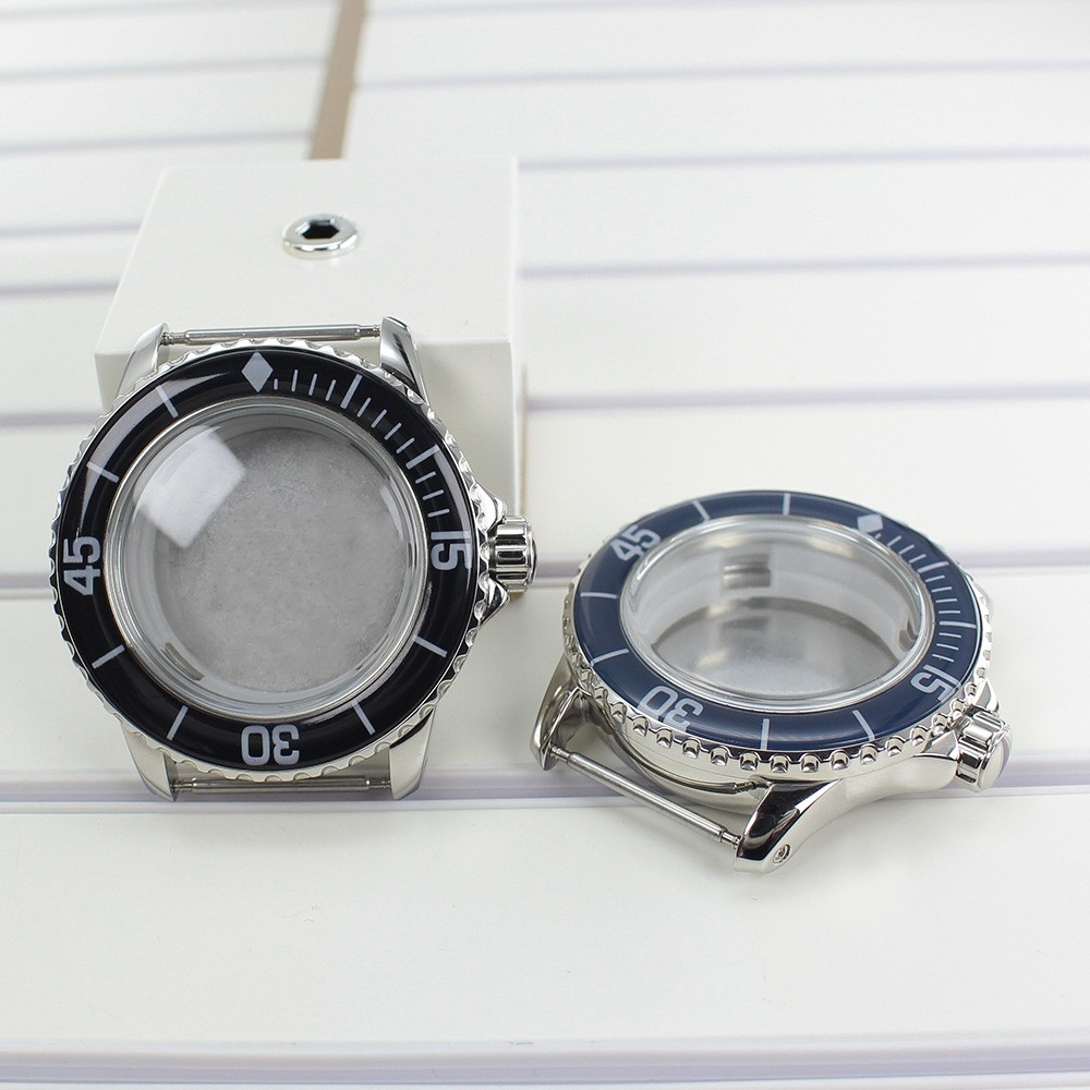 Vintage 45mm Watch Case C3 Luminous Glass Bezel For Seiko NH35 NH36 NH38Movement