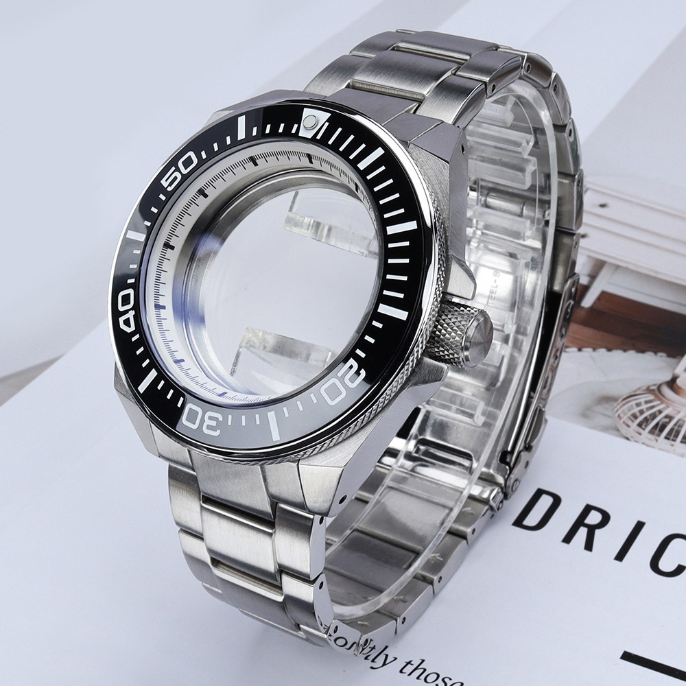 43.80mm Premium Steel Watch Case Sapphire Samurai Style For Seiko NH35 Movement