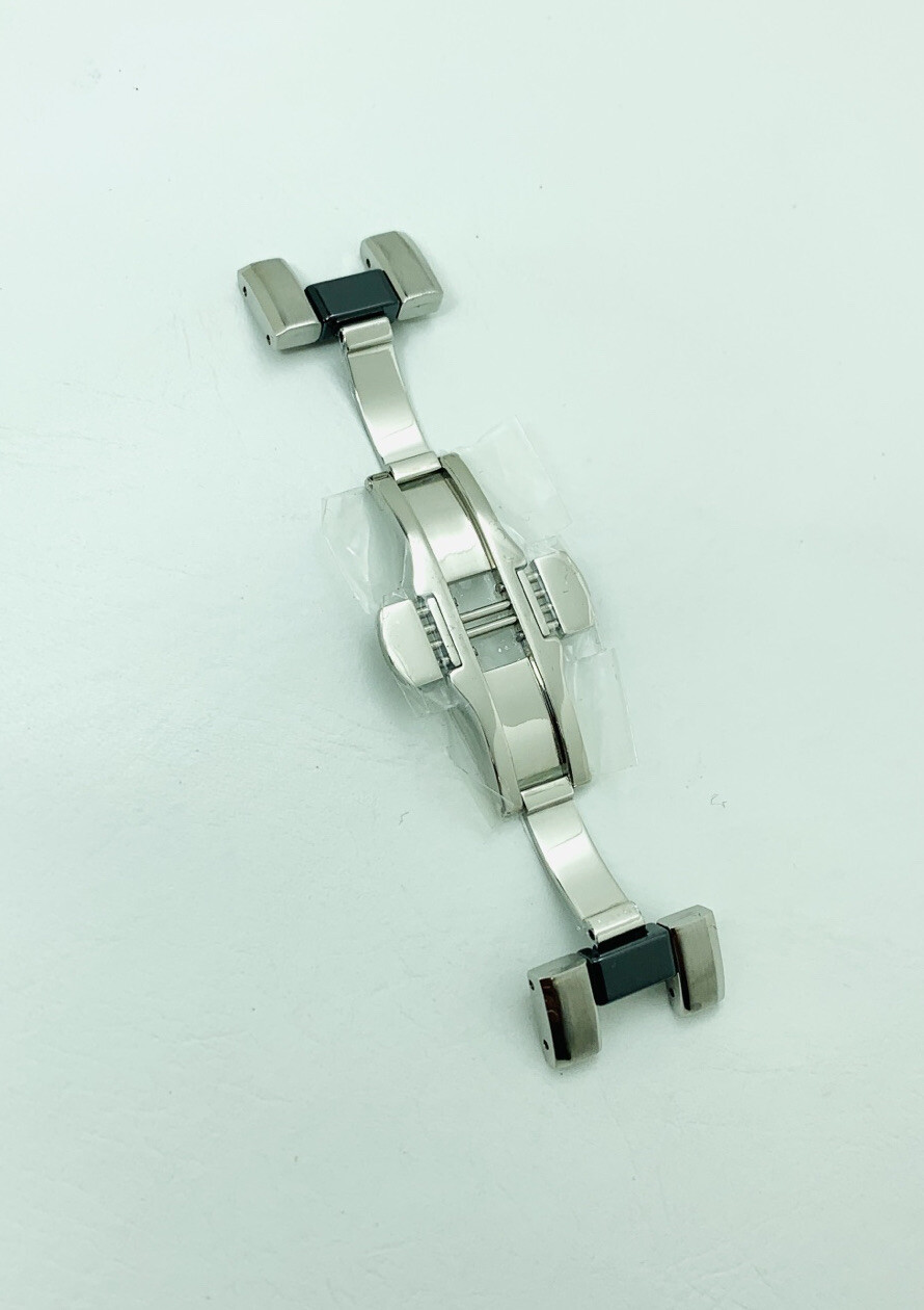 VERSACE WATCH BAND BUCKLE , 15A , DIVER , BLACK CERAMIC+SILVER STEEL