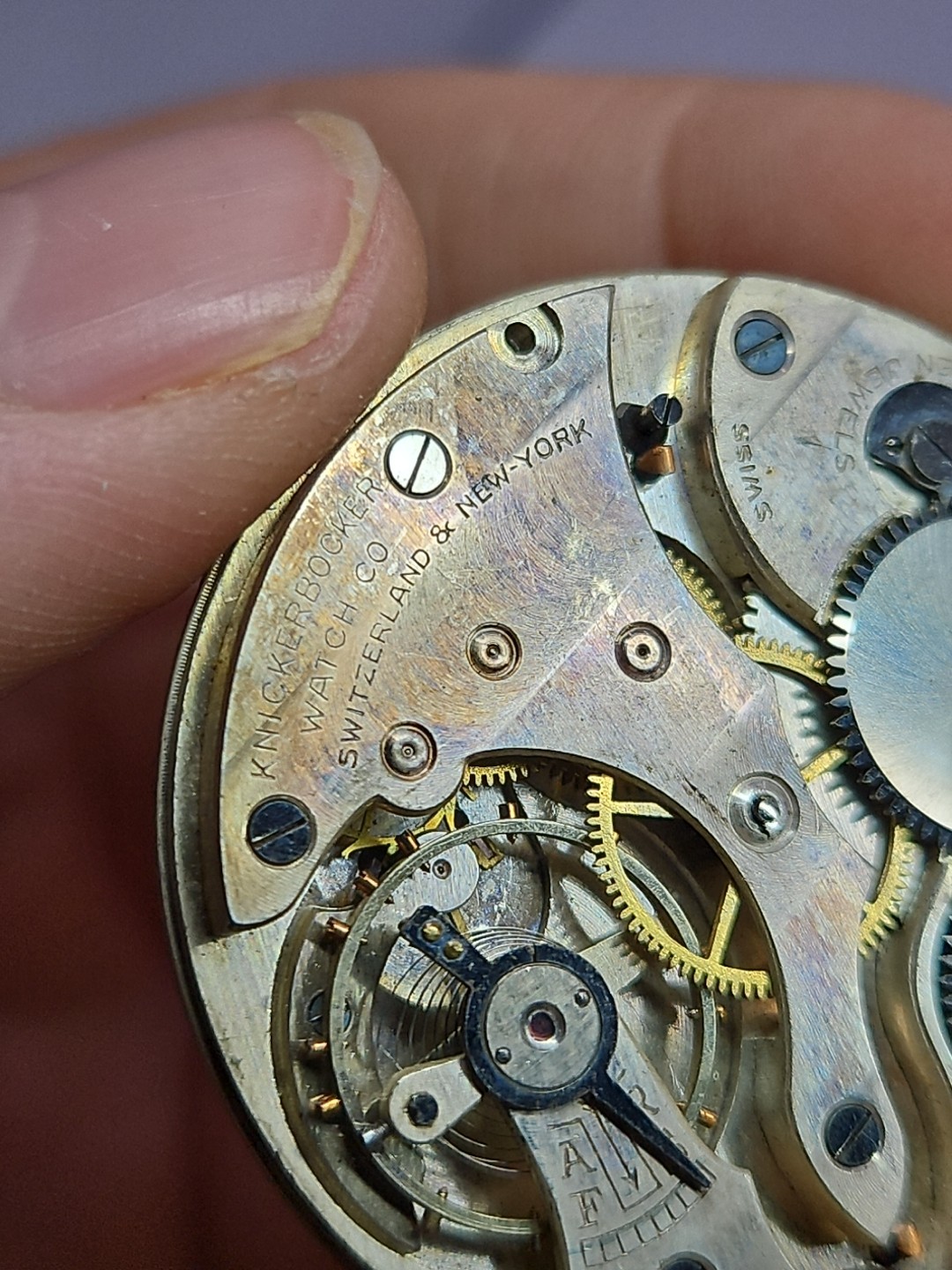 Knickerbocker Stuyvesant Pocket Watch Movement 41.94mmFor Parts/Repair