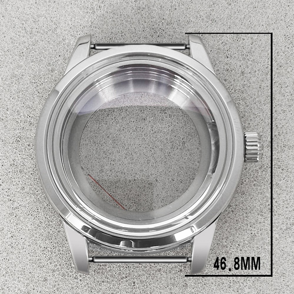 39mm Silver GS Watch Case Leather Band Strap Fit SEIKO NH35 NH36 /4R/7S Movement