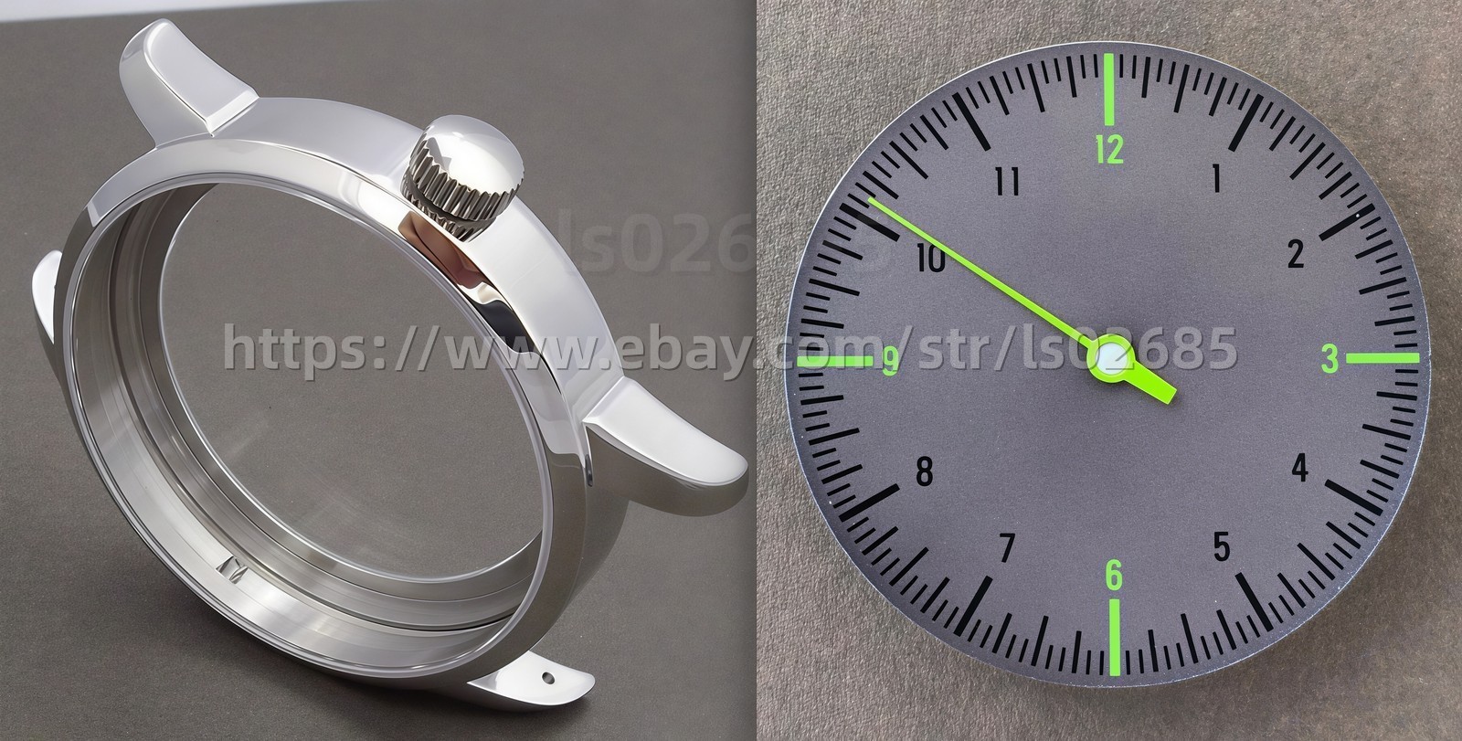 ONE HAND WATCH KIT FOR ETA 6498-1, 316L ST. STEEL CASE RUTHENIUM DIAL NEW!