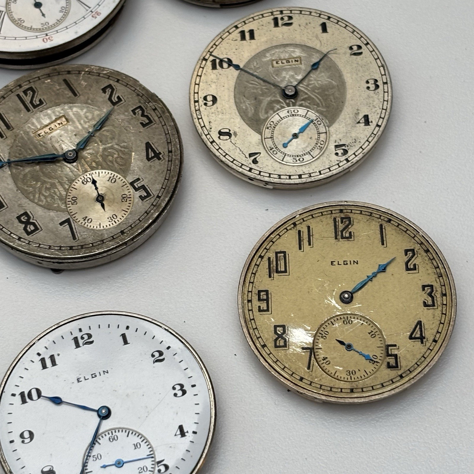 9x Vintage Elgin Pocket Watch Estate Repair Parts Bulk Lot Movement Dial