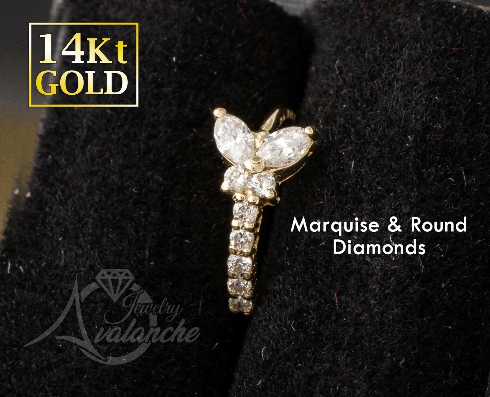 20G 14K Gold 0.15 ctw Diamond Butterfly Nose Hoop Ring Women’s 5/16″(8mm) Nos…