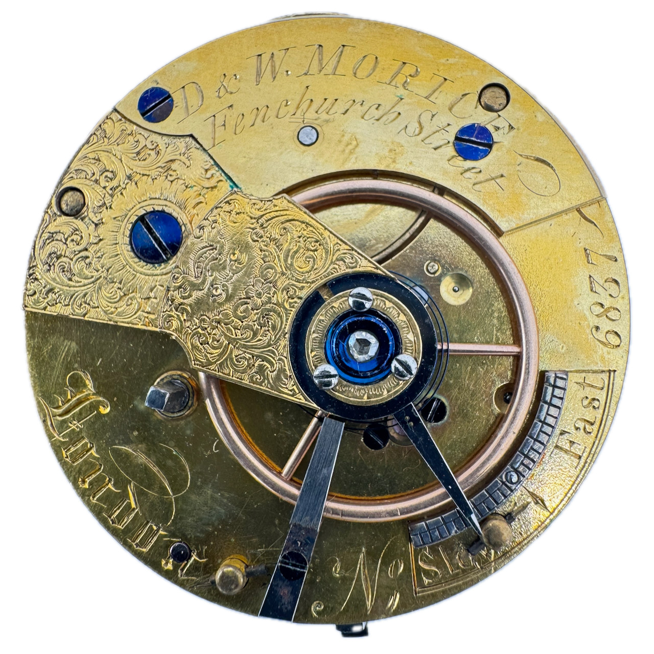 Antique 40mm D & W Morice London England Key Wind Fusee Pocket Watch Movement