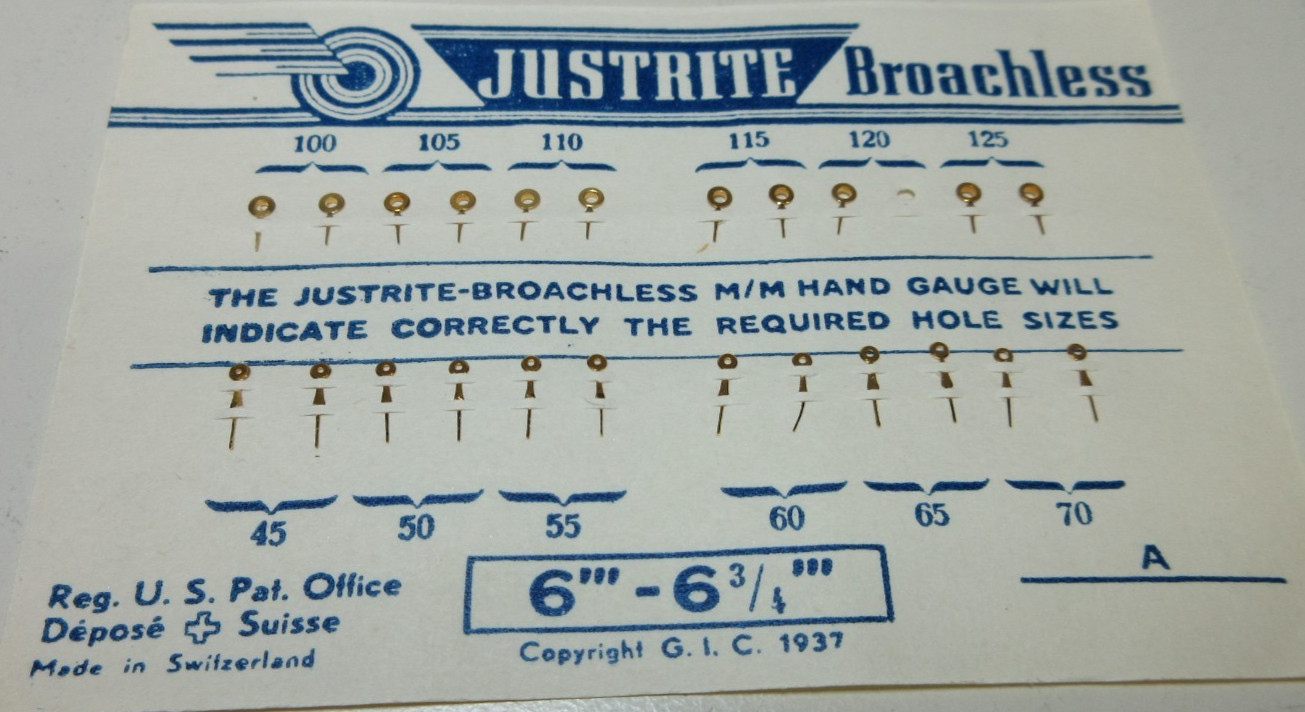 JUSTRITE WATCH HANDS 6”’ 6 3/4”’ WATCHMAKER REPLACEMENT PARTS #257
