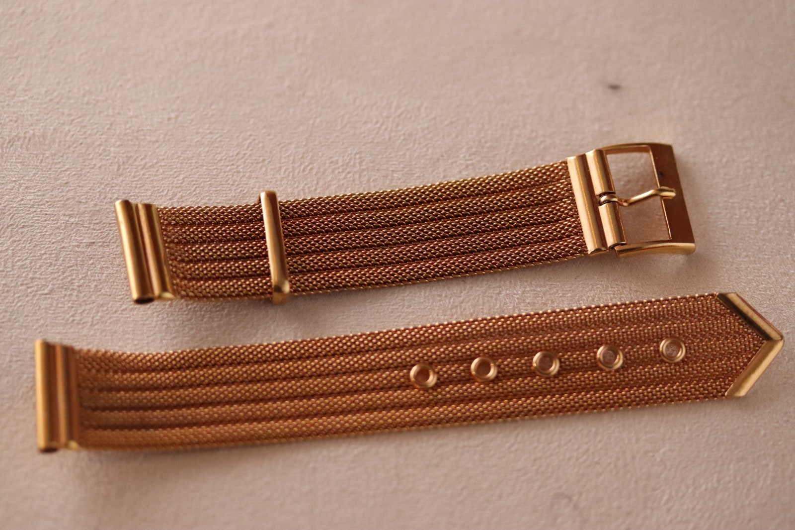 Vintage 18mm Rose gold plated 2 part watch strap – NOS