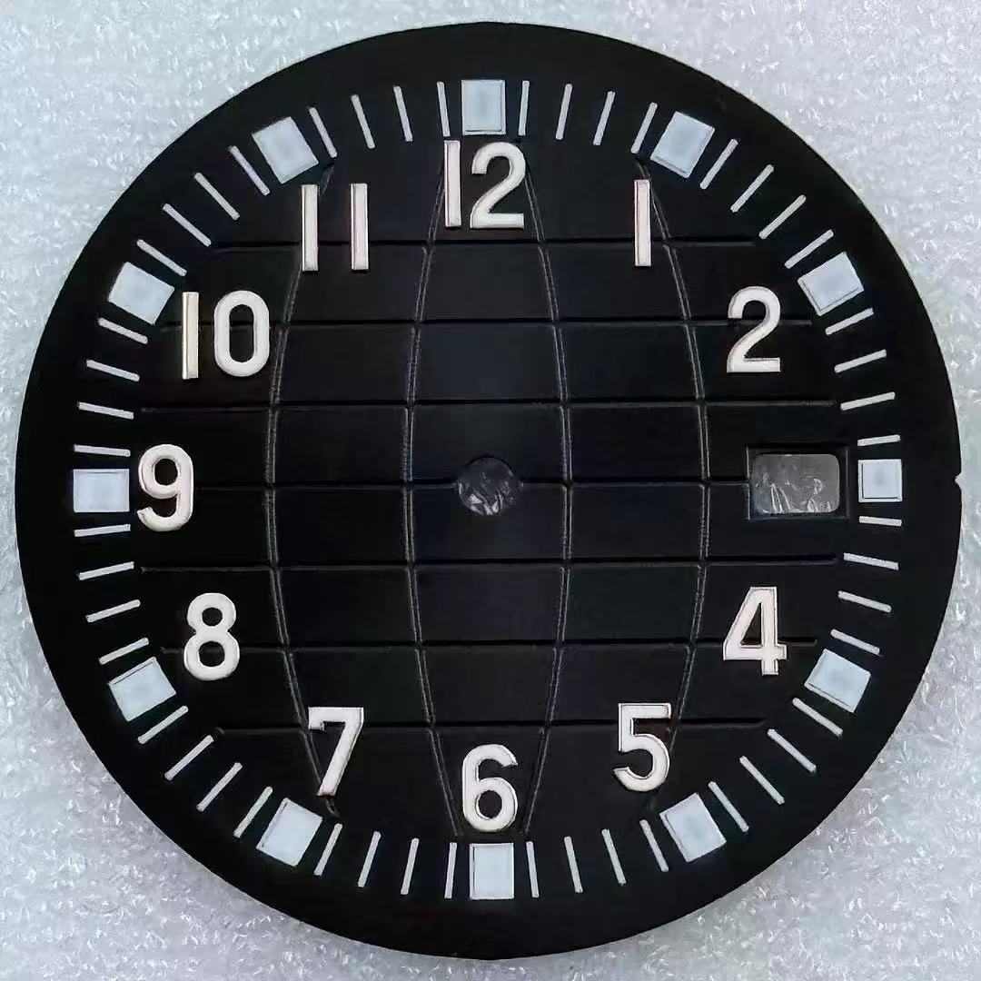32mm Striped Watch Dial Green Luminous Date Fit NH35/NH36 Movement