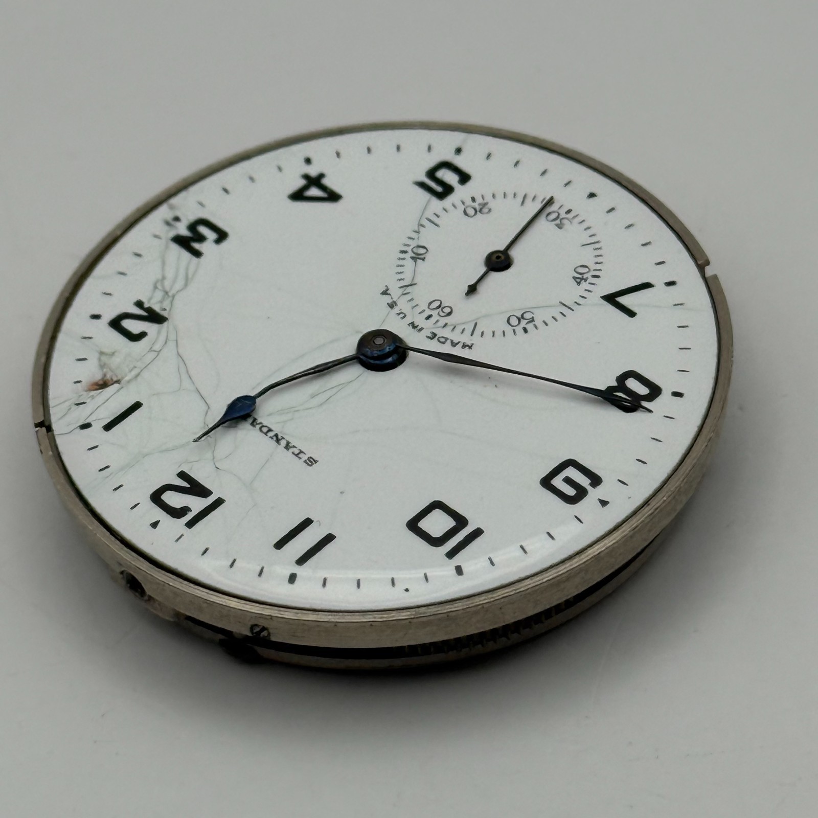 New York Standard Pocket Watch Movement USA Watch Co 15J Sub Seconds Parts 36mm