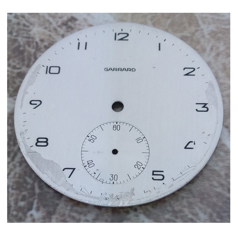 Vintage Silver Garrard Pocket Watch Movement Dial, ca. 1930