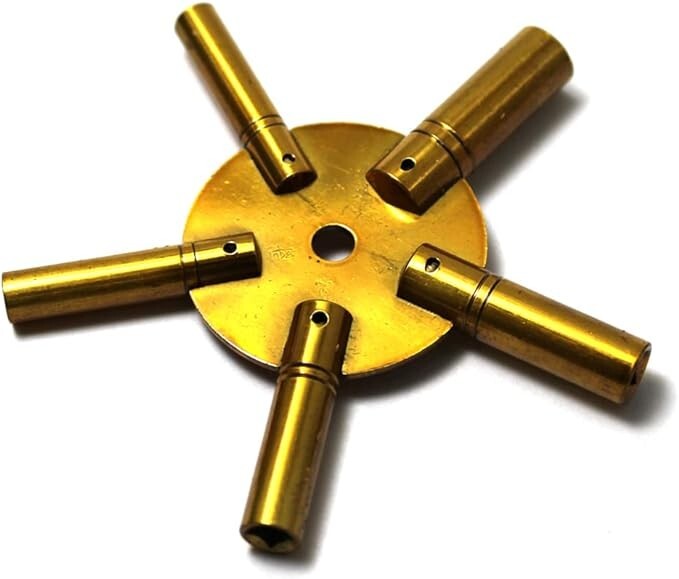 ATAR Clock Winder Winding Key BRASS ODD Numbers NEW Mantle Clock 5 Prong ATCW2