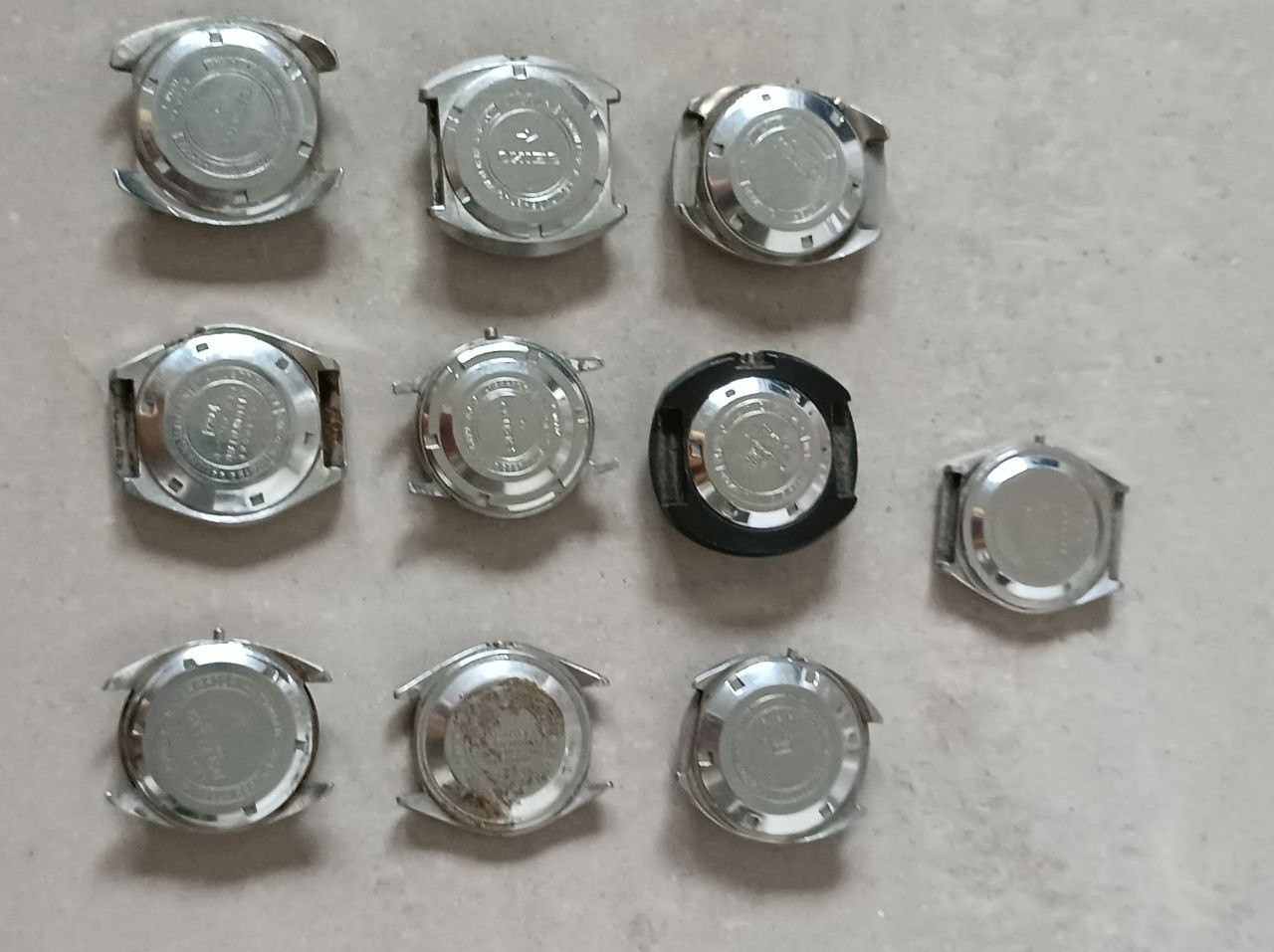 BIG LOT OF 10 JAPANESE AUTOMATIC CITIZEN & SEIKO CASES FOR PROJECT / REPLACEMENT