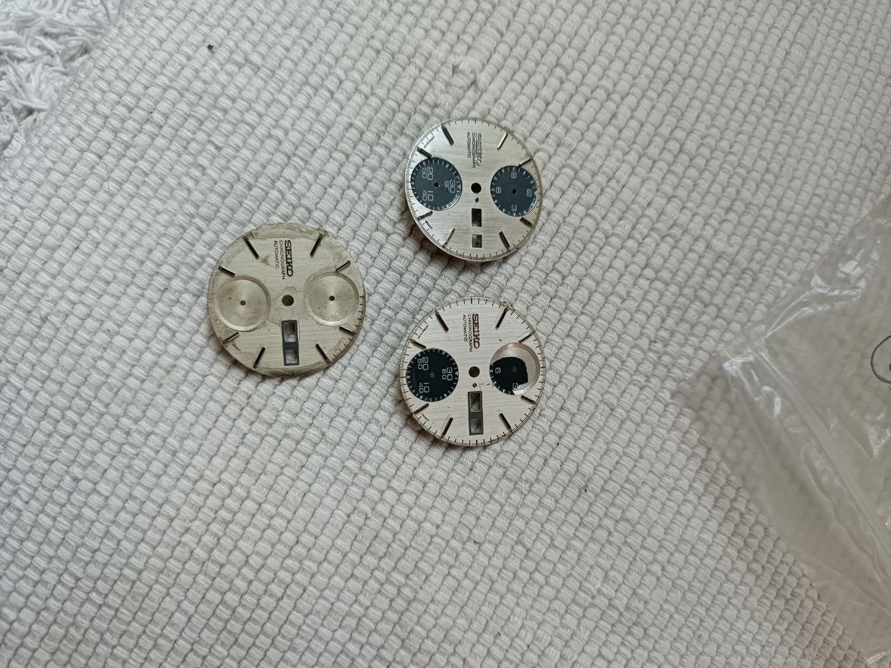 LOT OF 3 SEIKO PANDA CHRONOGRAPH REF 6138 -8020 ORIGINAL USED DIALS FOR RESTORE