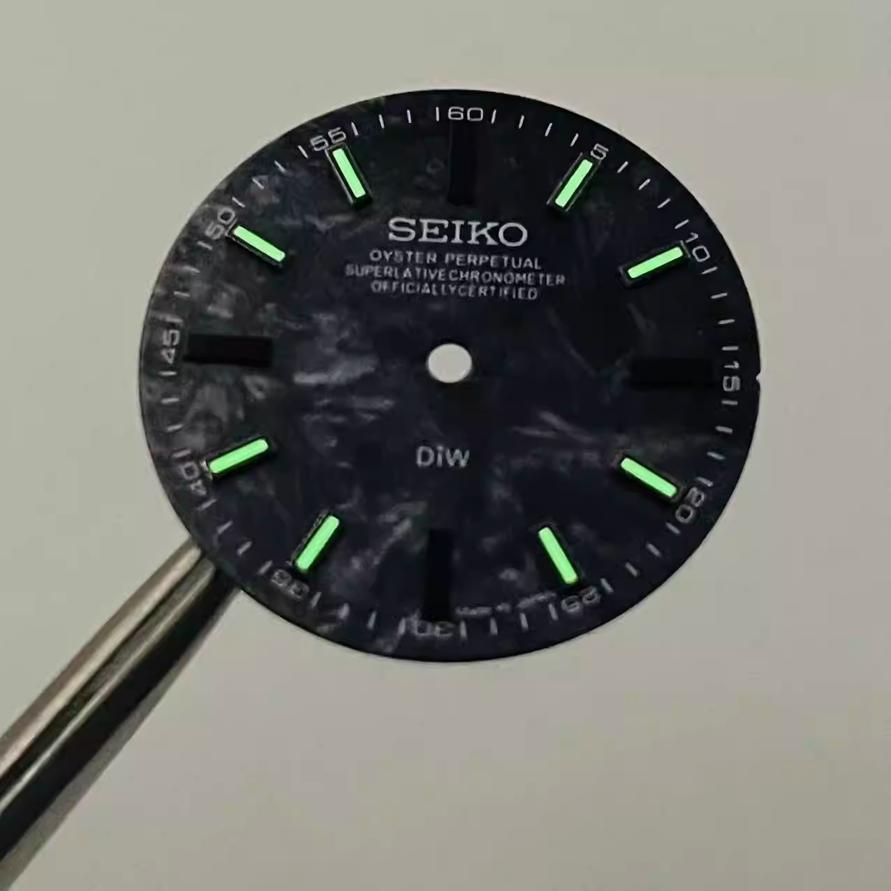 For Seiko 28.5mm Watch Dial Luminous Fit NH35 NH36 Movement Carbon Black Lod Mod