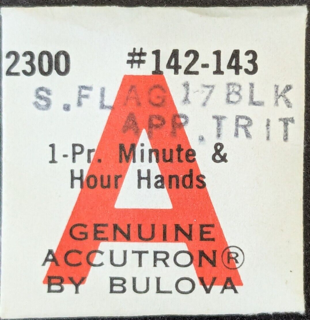 NOS Bulova Accutron 2300 Pair Hands Hour Minute Silver Flag 17 Black App TRIT