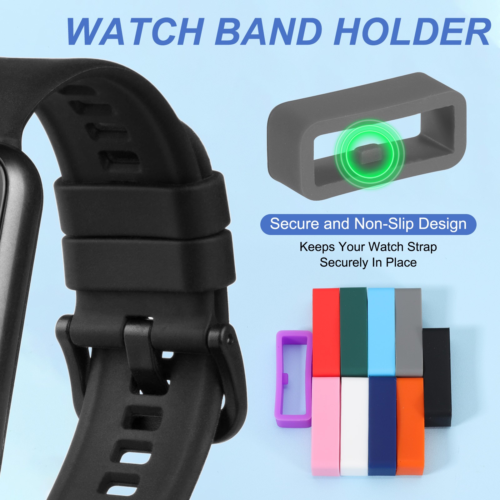 8 Pcs Watch Band Holder Loop, 16mm Universal Watch Replacement Band, Dark Grey