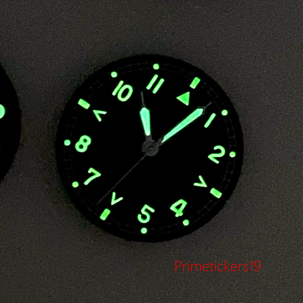 29mm Black Dial Arabic Numerals White Hands Green Luminous Fit NH35 NH36 ETA2824