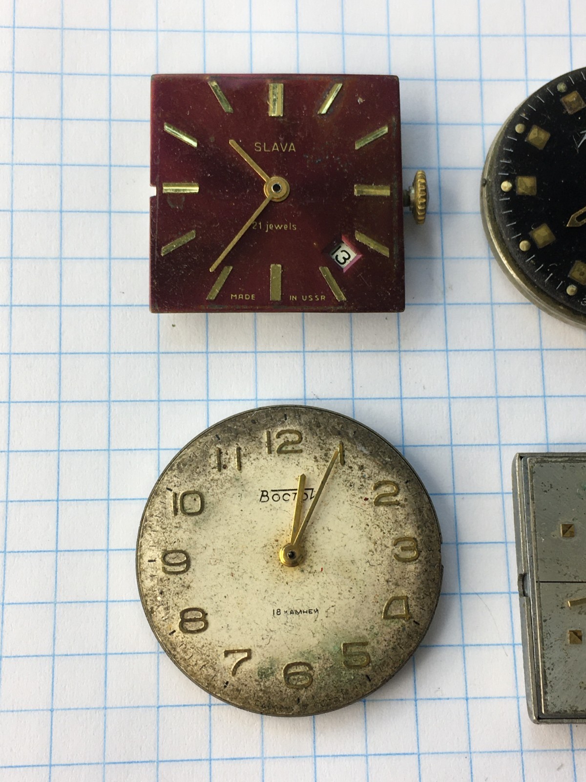 MOVEMENTS (13pcs) FOR MENS WRIST WATCH Slava Vostok Raketa USSR for parts