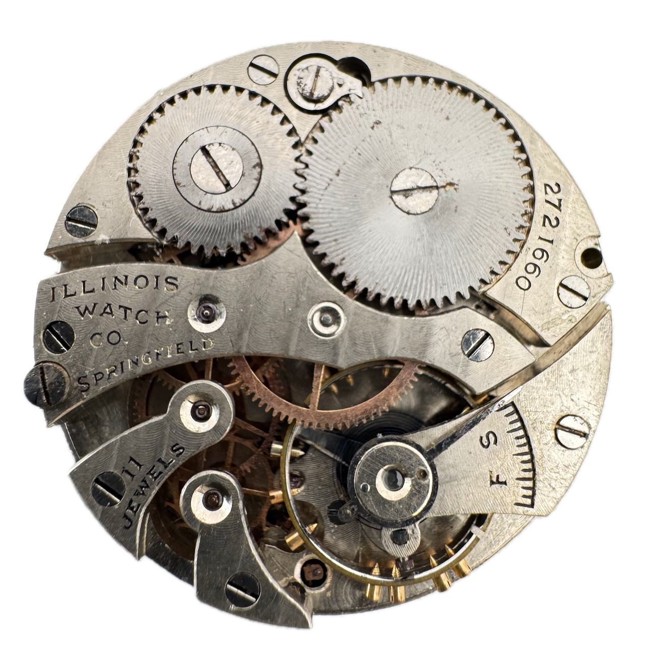 Antique 0s 1915 Illinois 11j Mechanical Open Face Pocket Watch Movement 201 USA
