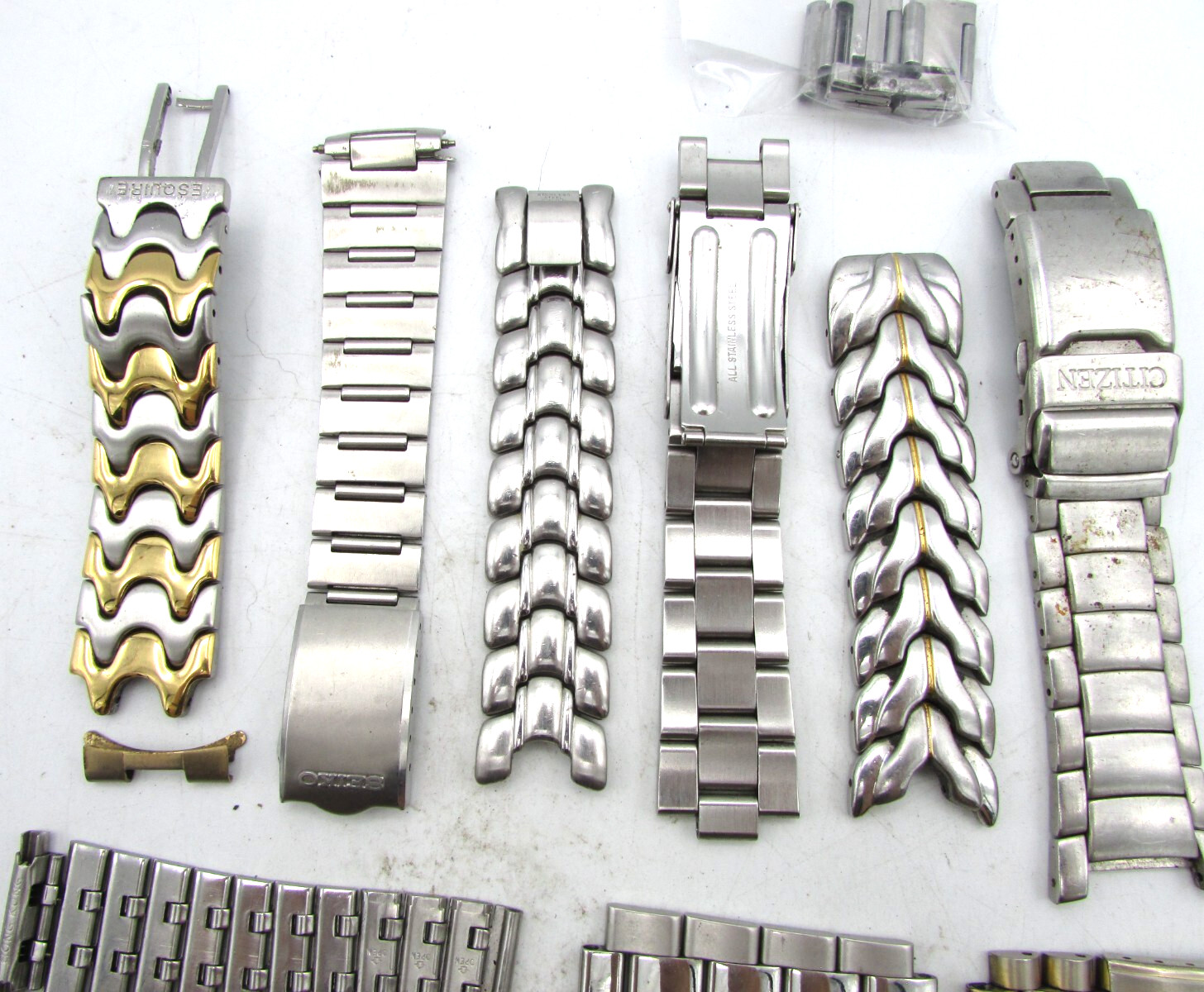 18-22mm RANGE SEIKO & CITIZEN STAINLESS STEEL BANDS WATCH PARTS REPAIR LOT W64