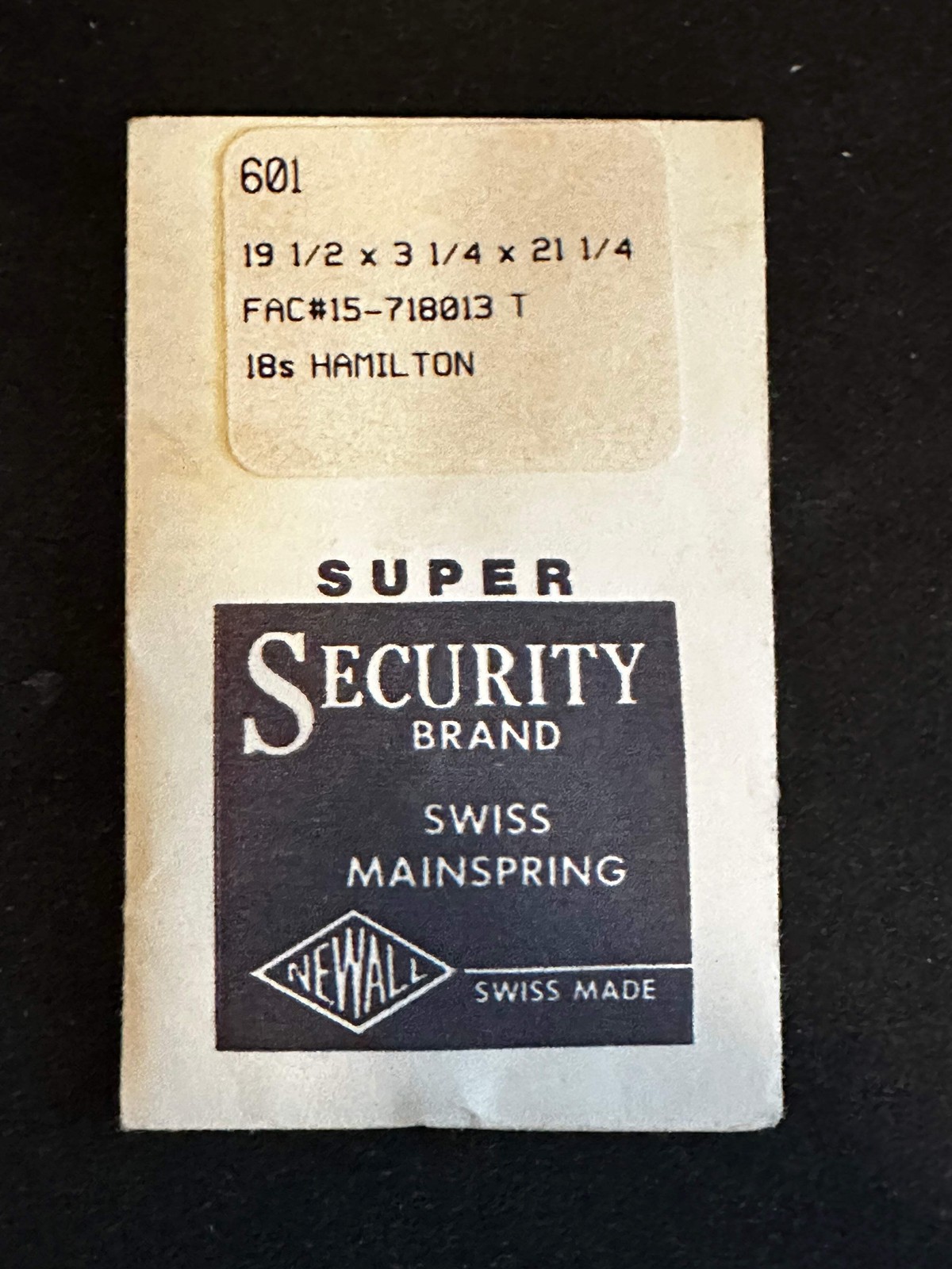 Newall SUPER Security Mainspring #601 for 18s Hamilton No. 15 / 718013 – Alloy