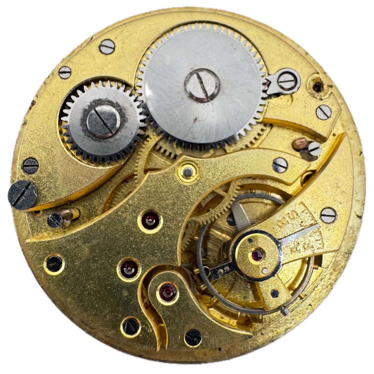 Antique 39.5mm Unbranded Diamond 24 Hour Mechanical Pocket Watch Movement Swiss