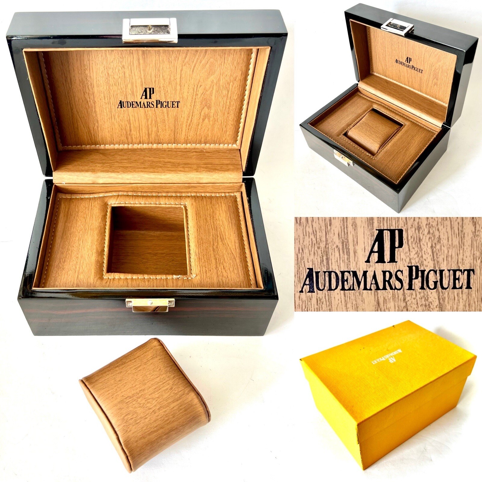 Original Swiss “Audemars Piguet” Walnut Watch Case & Outer Box (8”x6”x 6”, 935g)