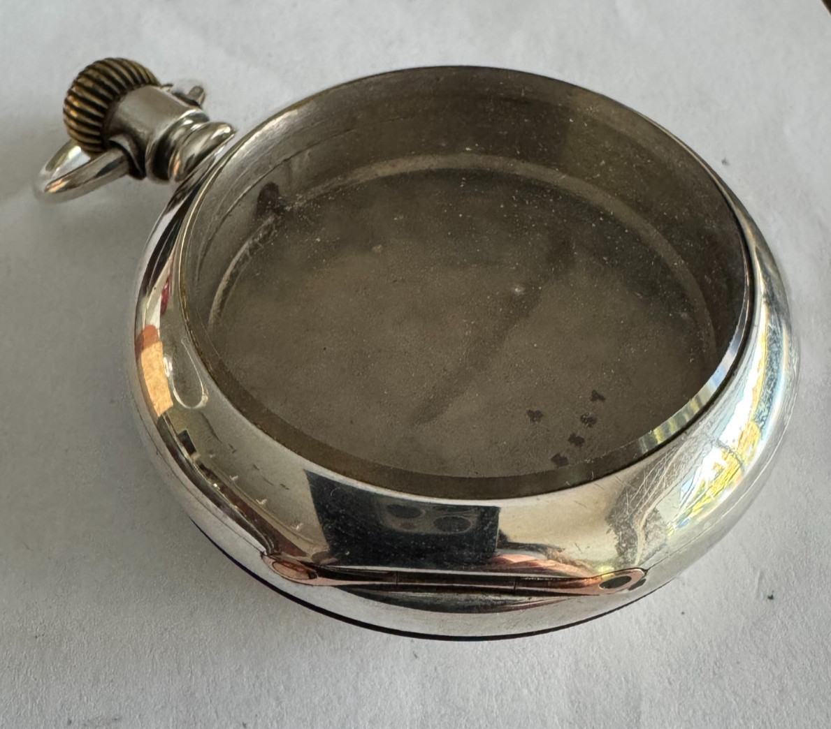 VINTAGE 18 SIZE FAHY’S MONARCH 4OZ COIN SILVER CLAM SHELL POCKET WATCH CASE
